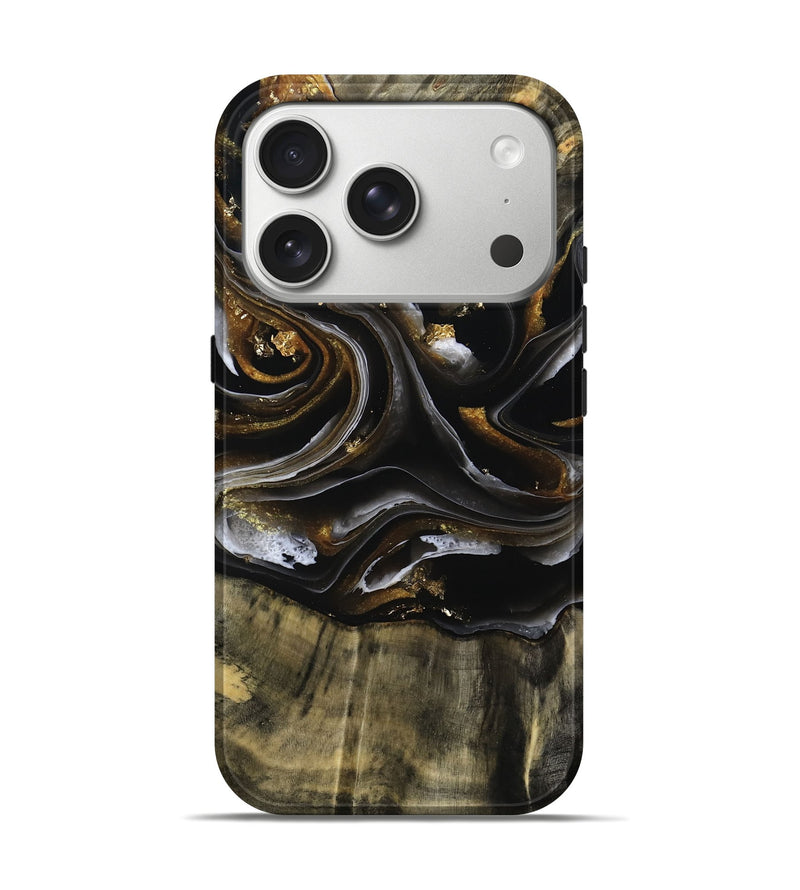 iPhone 17 Pro Wood Live Edge Phone Case - Ruthann (Black & White, 805377)