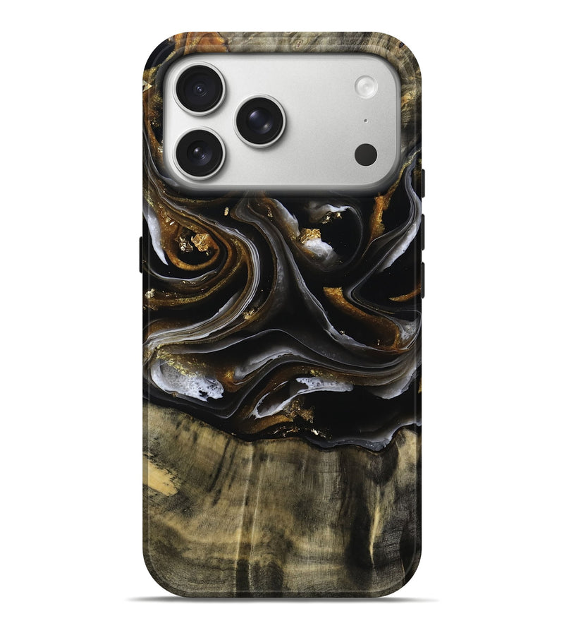 iPhone 17 Pro Max Wood Live Edge Phone Case - Ruthann (Black & White, 805377)