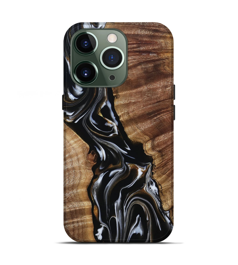 iPhone 13 Pro Wood Live Edge Phone Case - Tiffani (Black & White, 805378)