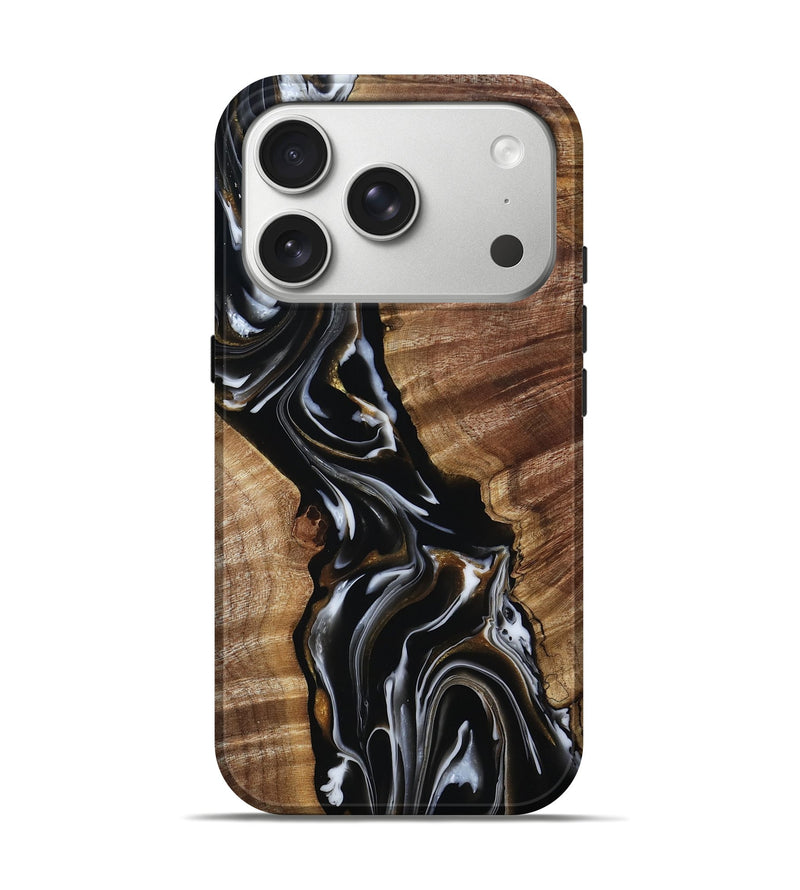 iPhone 17 Pro Wood Live Edge Phone Case - Tiffani (Black & White, 805378)