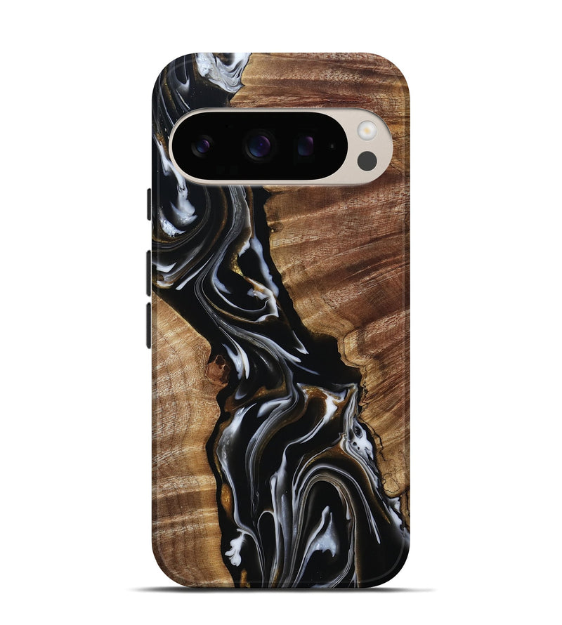 Pixel 10 Pro Wood Live Edge Phone Case - Tiffani (Black & White, 805378)
