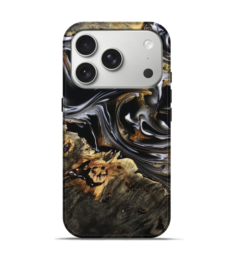 iPhone 17 Pro Wood Live Edge Phone Case - Mahlon (Black & White, 805379)