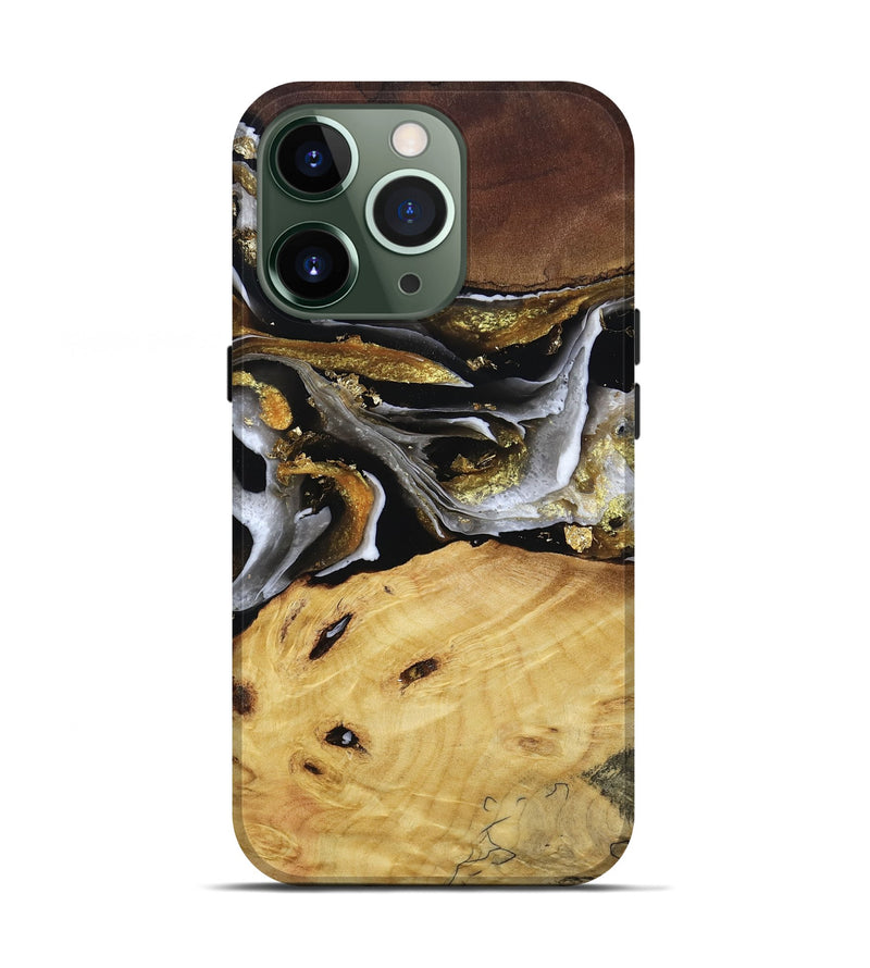 iPhone 13 Pro Wood Live Edge Phone Case - Rohan (Black & White, 805383)