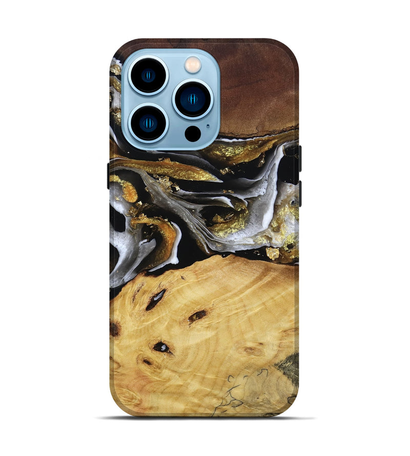 iPhone 14 Pro Wood Live Edge Phone Case - Rohan (Black & White, 805383)