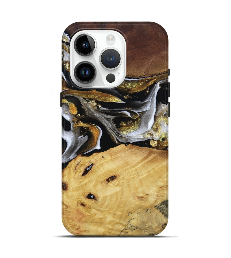 iPhone 15 Pro Wood Live Edge Phone Case - Rohan (Black & White, 805383)