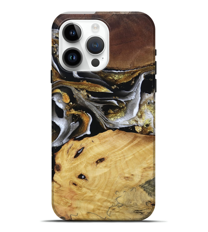iPhone 15 Pro Max Wood Live Edge Phone Case - Rohan (Black & White, 805383)