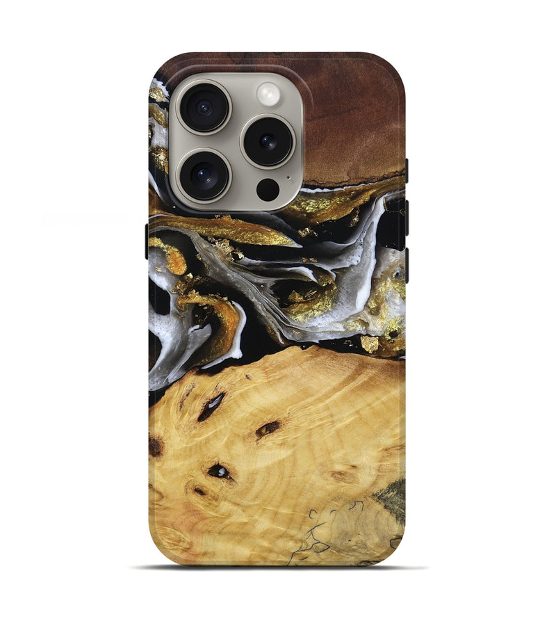 iPhone 16 Pro Wood Live Edge Phone Case - Rohan (Black & White, 805383)