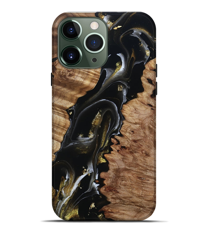 iPhone 13 Pro Max Wood Live Edge Phone Case - Graham (Black & White, 805384)