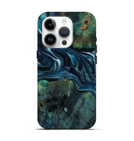 iPhone 15 Pro Wood Live Edge Phone Case - Aubrey (Blue, 805388)