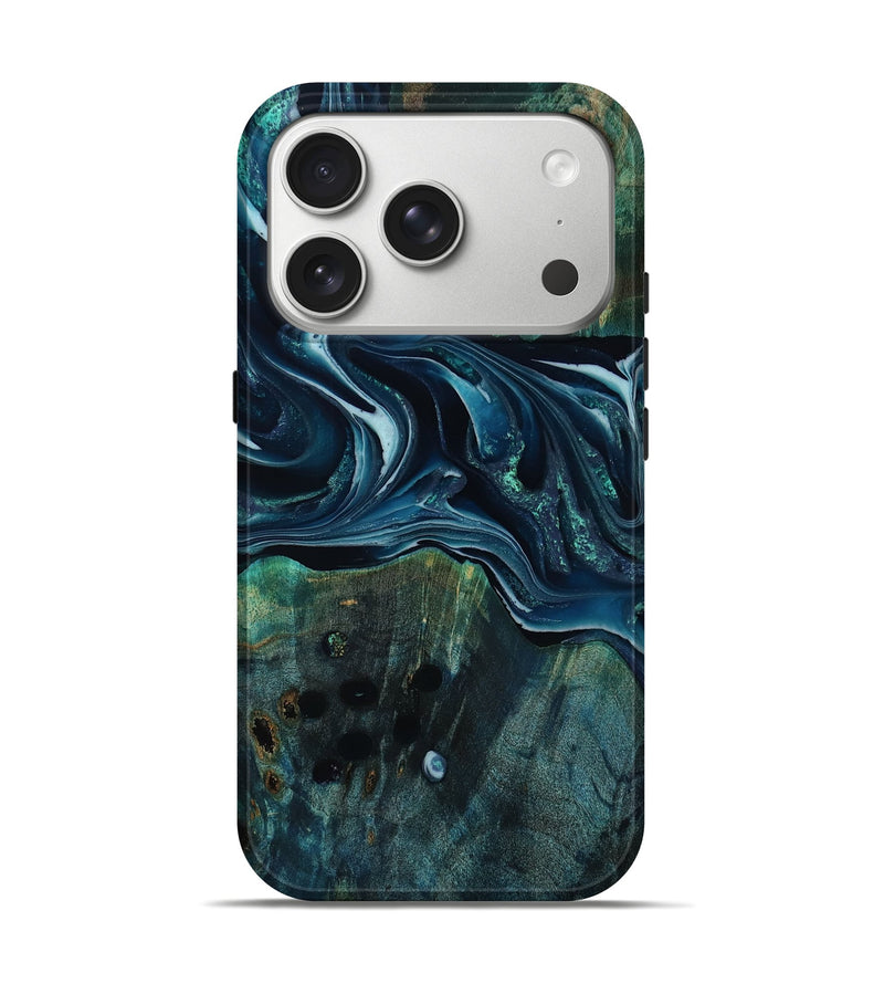iPhone 17 Pro Wood Live Edge Phone Case - Aubrey (Blue, 805388)