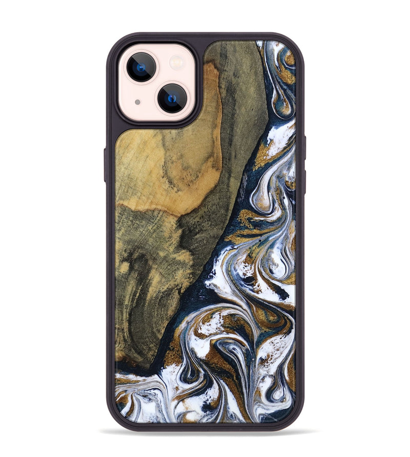 iPhone 14 Plus Wood Phone Case - Aryana (Teal & Gold, 805401)