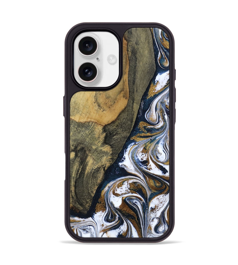 iPhone 17 Wood Phone Case - Aryana (Teal & Gold, 805401)