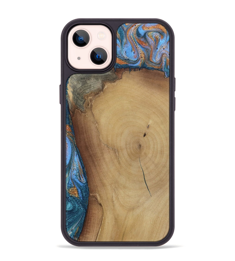 iPhone 14 Plus Wood Phone Case - Leonora (Teal & Gold, 805402)
