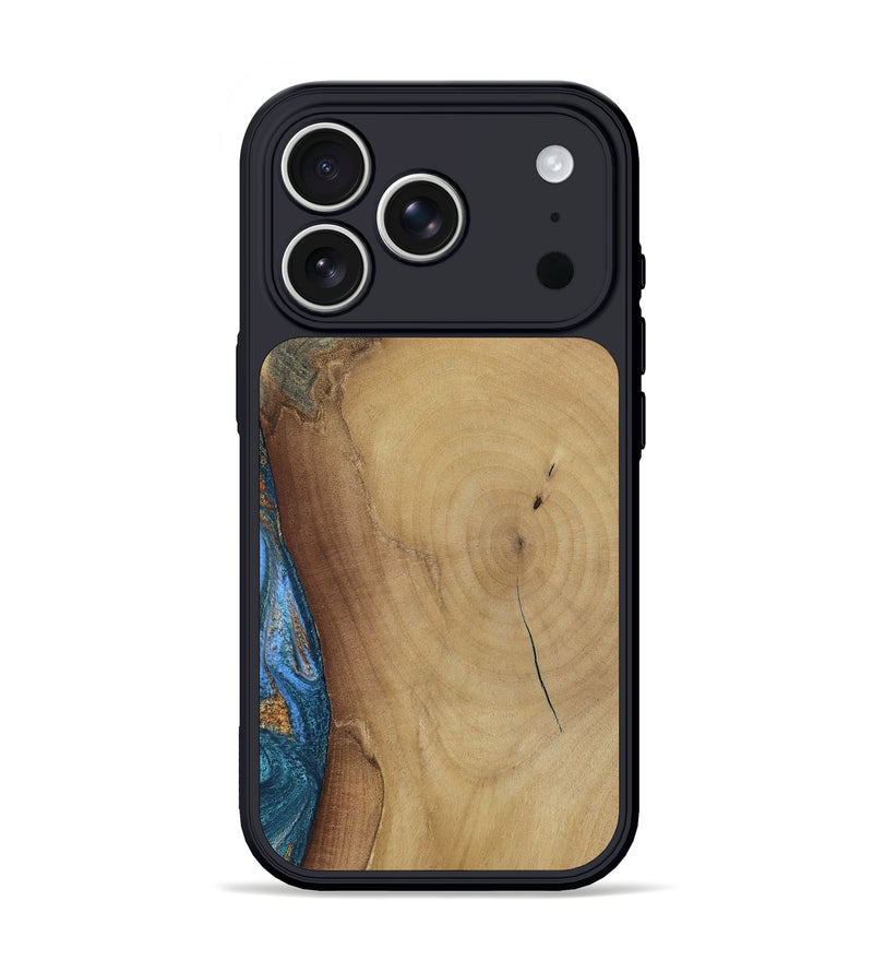 iPhone 17 Pro Wood Phone Case - Leonora (Teal & Gold, 805402)