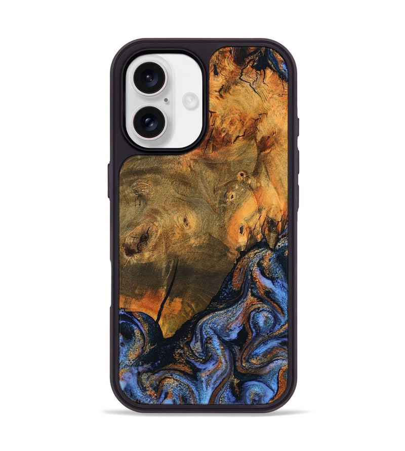 iPhone 17 Wood Phone Case - Lyndon (Teal & Gold, 805403)