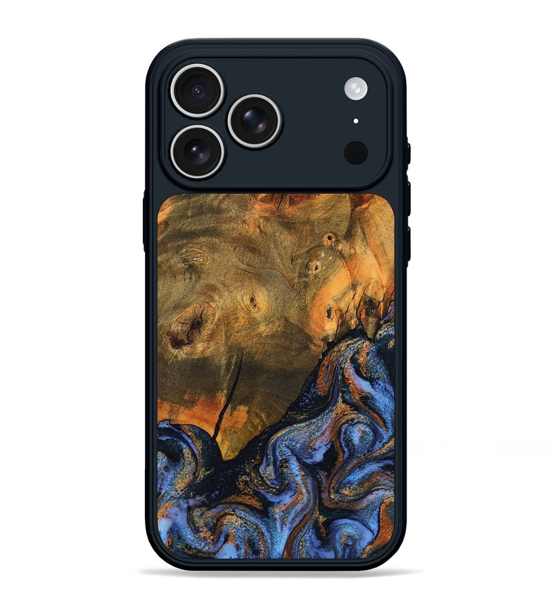 iPhone 17 Pro Max Wood Phone Case - Lyndon (Teal & Gold, 805403)