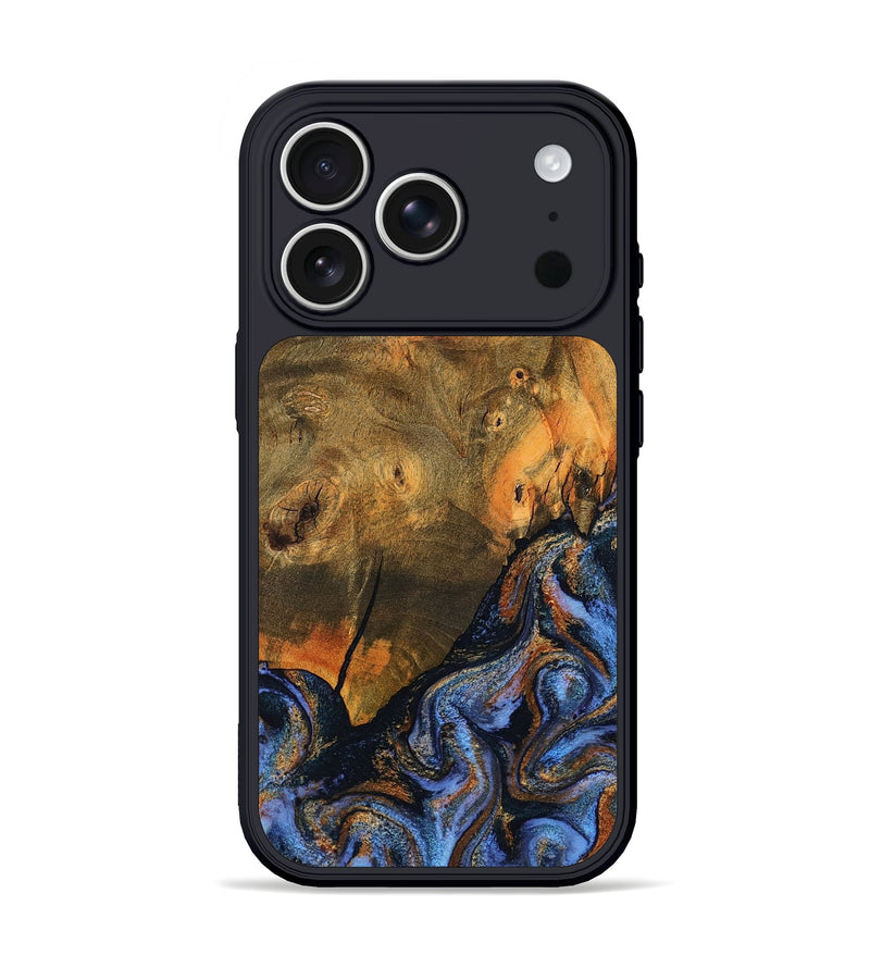 iPhone 17 Pro Wood Phone Case - Lyndon (Teal & Gold, 805403)