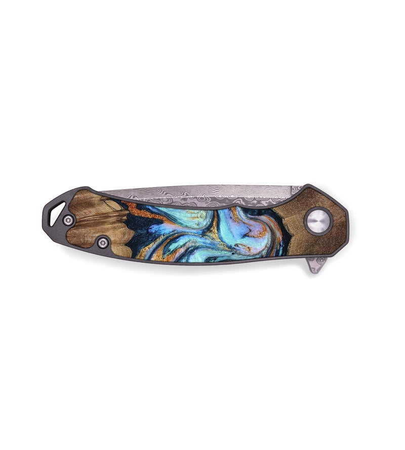 EDC Wood Pocket Knife - Zaylee (Teal & Gold, 805404)