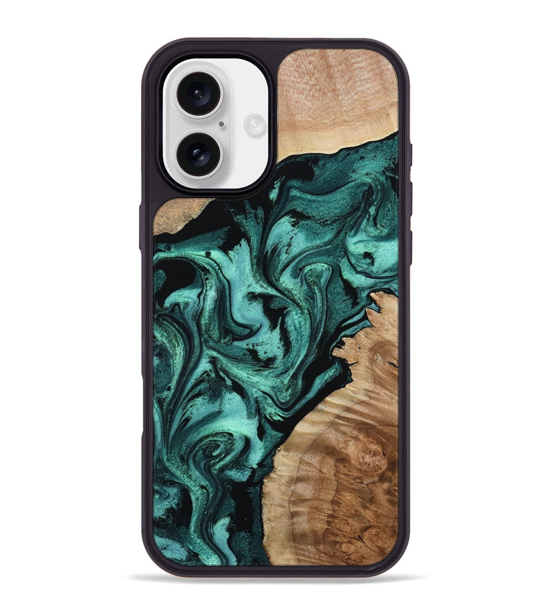 iPhone 16 Plus Wood Phone Case - Zariah (Green, 805422)