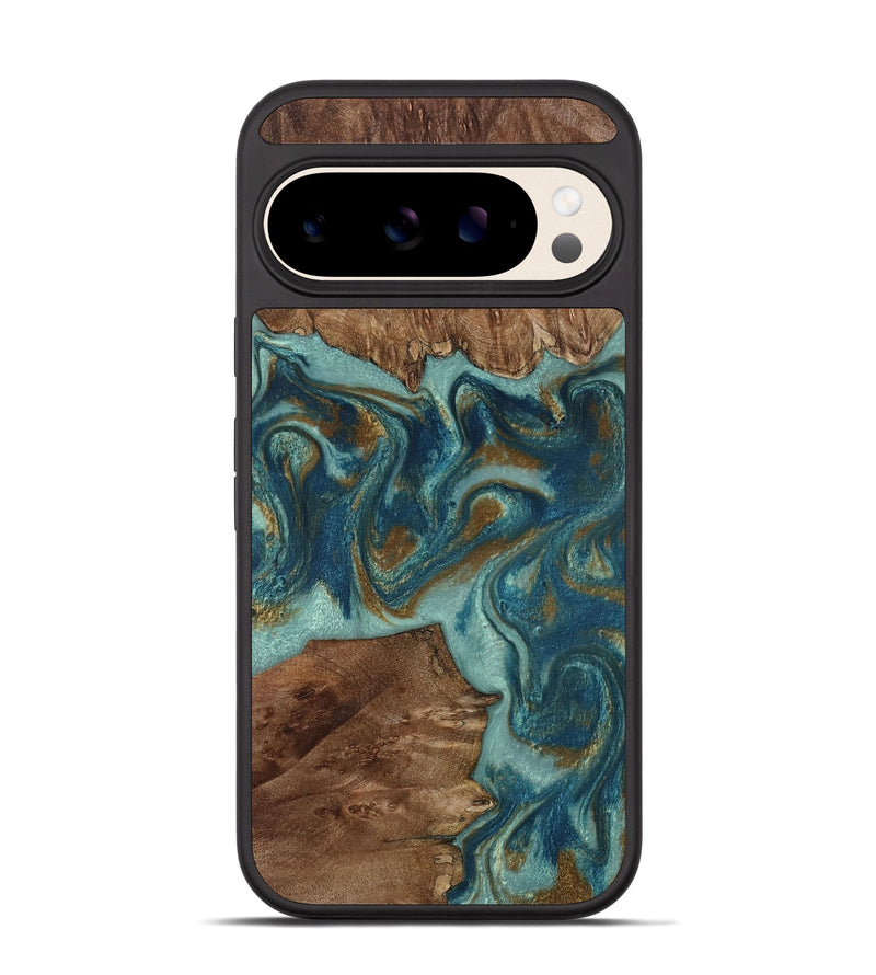 Pixel 10 Wood Phone Case - Delmar (Teal & Gold, 805463)