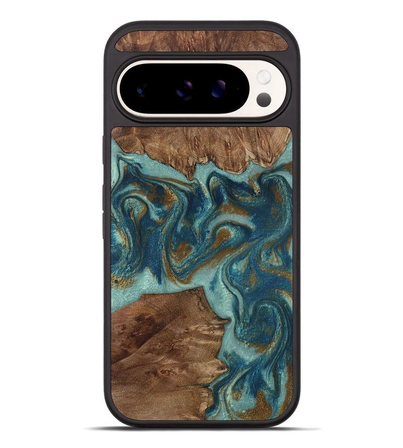 Pixel 10 Pro XL Wood Phone Case - Delmar (Teal & Gold, 805463)