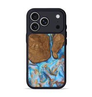 iPhone 17 Pro Wood Phone Case - Emmett (Teal & Gold, 805465)