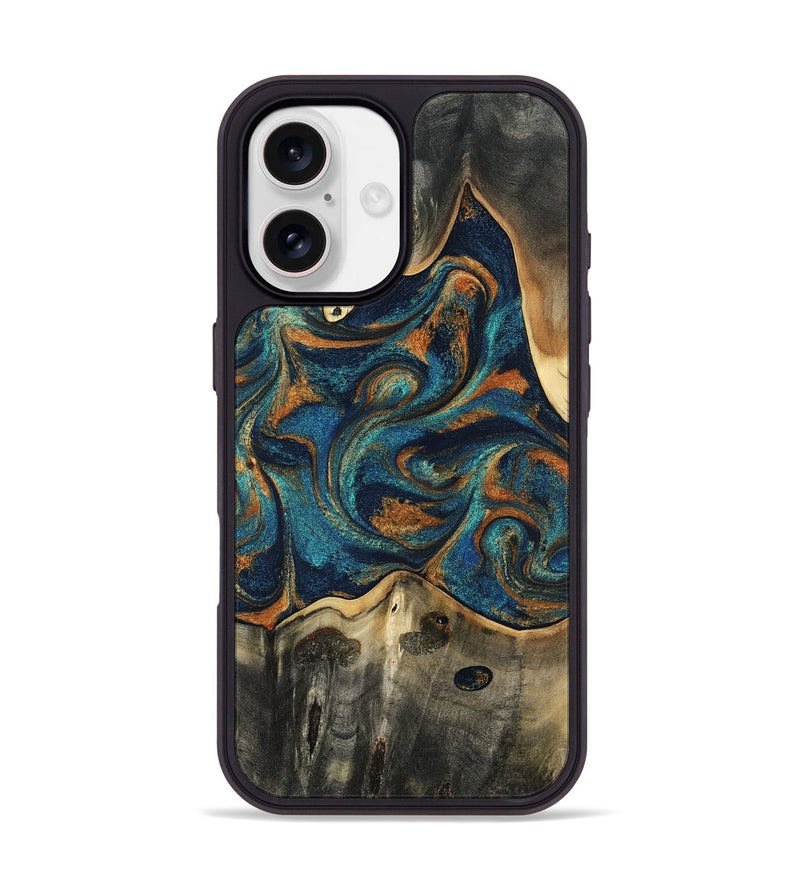 iPhone 17 Wood Phone Case - Shawnte (Teal & Gold, 805467)