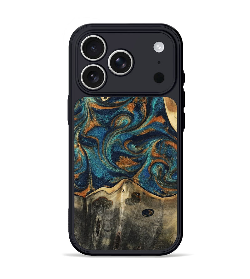 iPhone 17 Pro Wood Phone Case - Shawnte (Teal & Gold, 805467)