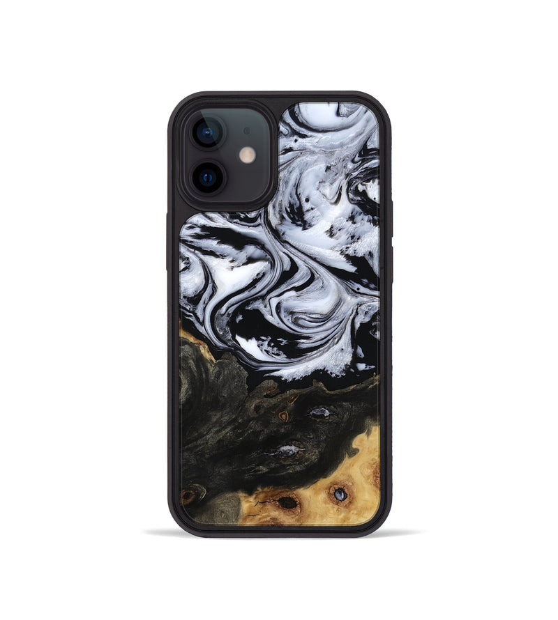 iPhone 12 mini Wood Phone Case - Shelbi (Black & White, 805479)
