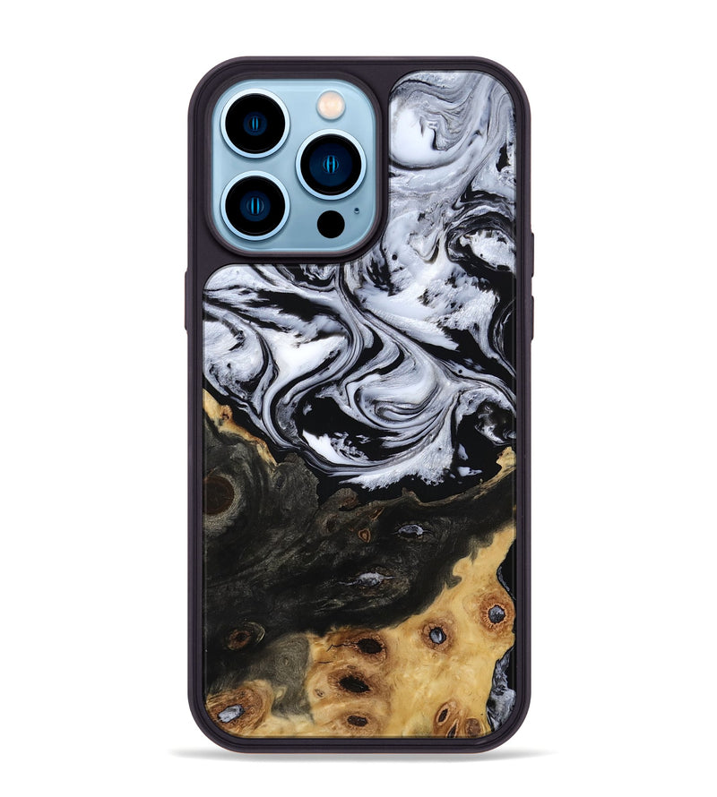 iPhone 14 Pro Max Wood Phone Case - Shelbi (Black & White, 805479)