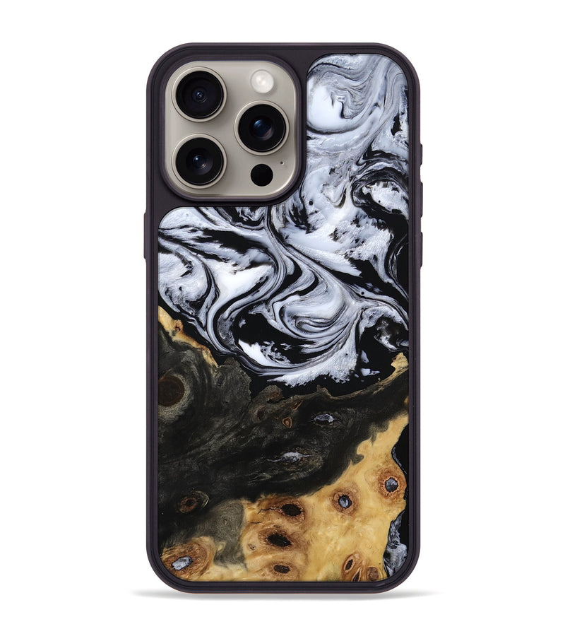 iPhone 15 Pro Max Wood Phone Case - Shelbi (Black & White, 805479)