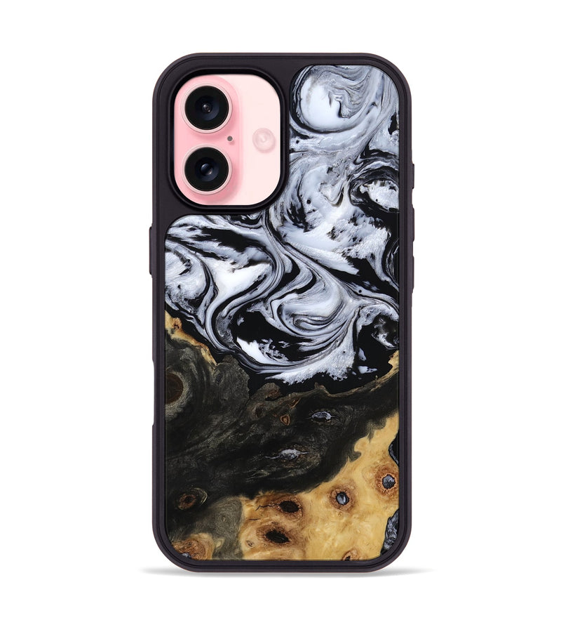 iPhone 16 Wood Phone Case - Shelbi (Black & White, 805479)