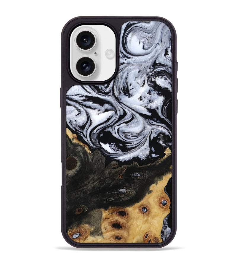 iPhone 16 Plus Wood Phone Case - Shelbi (Black & White, 805479)