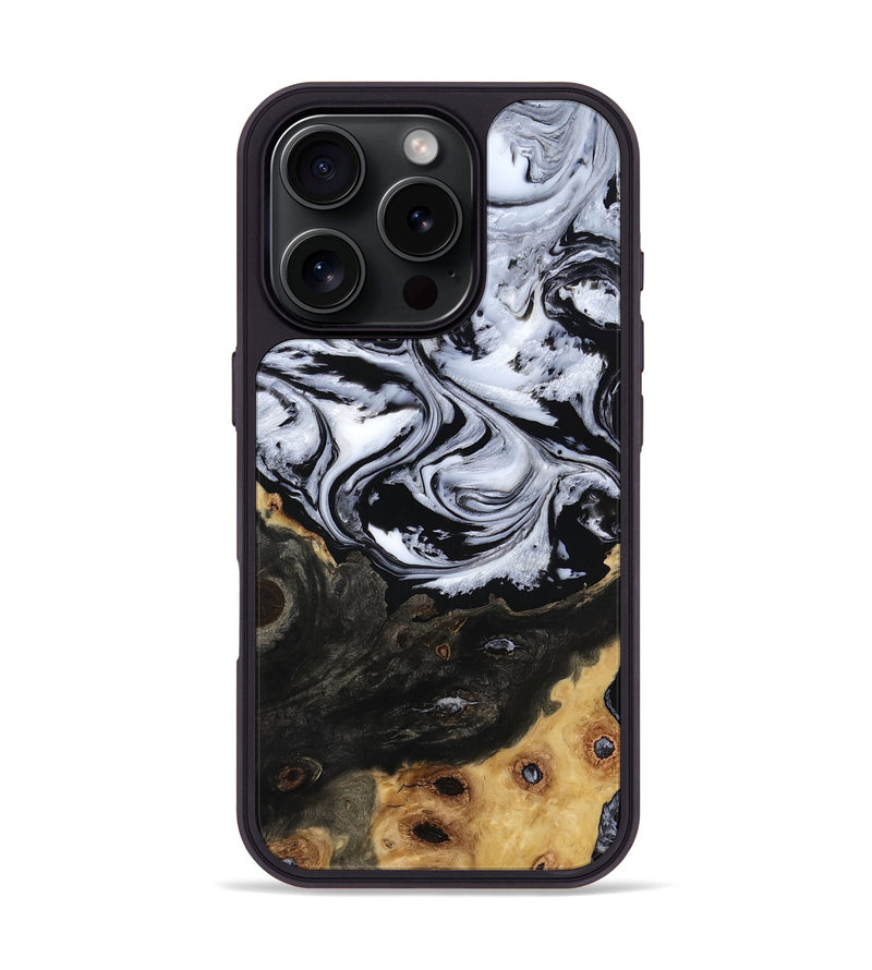 iPhone 16 Pro Wood Phone Case - Shelbi (Black & White, 805479)
