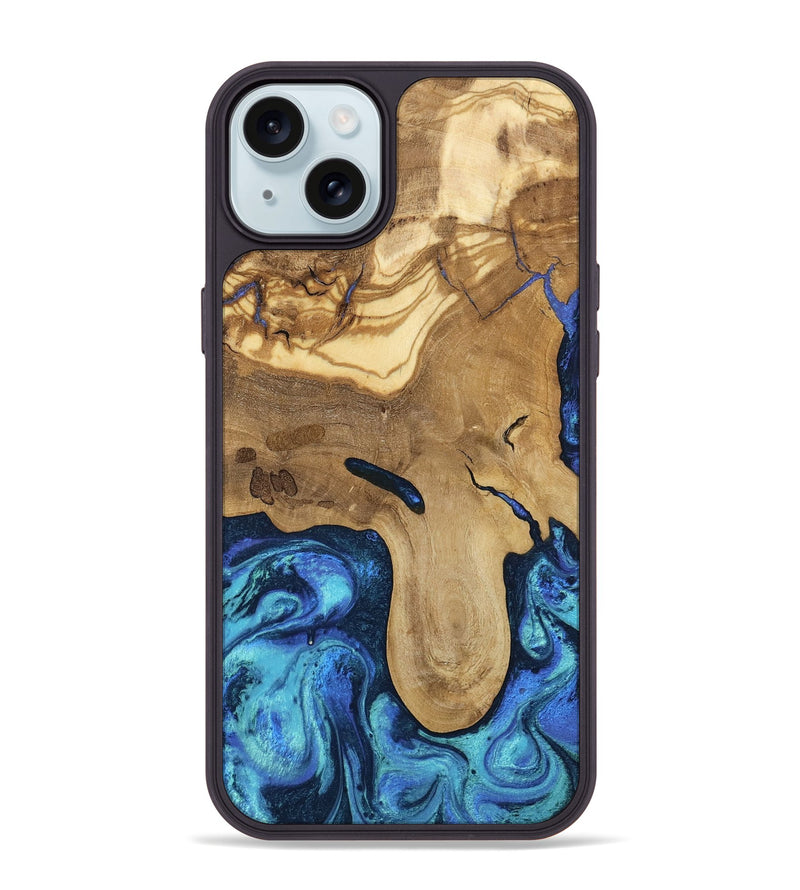 iPhone 15 Plus Wood Phone Case - Hadlee (Blue, 805480)