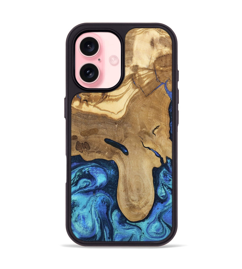 iPhone 16 Wood Phone Case - Hadlee (Blue, 805480)