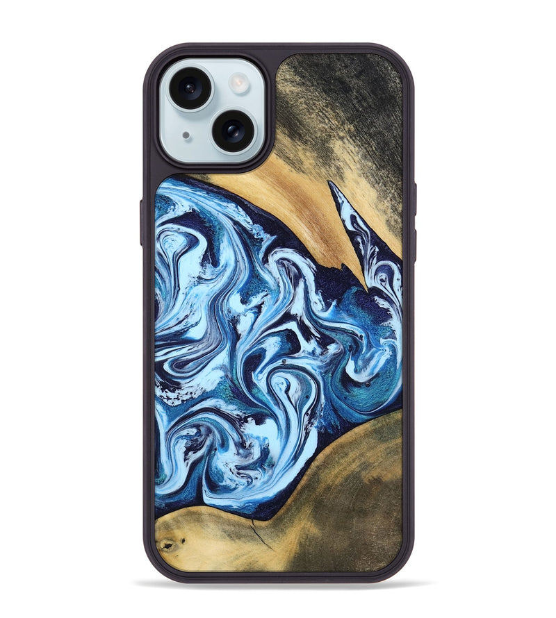 iPhone 15 Plus Wood Phone Case - Mae (Blue, 805481)