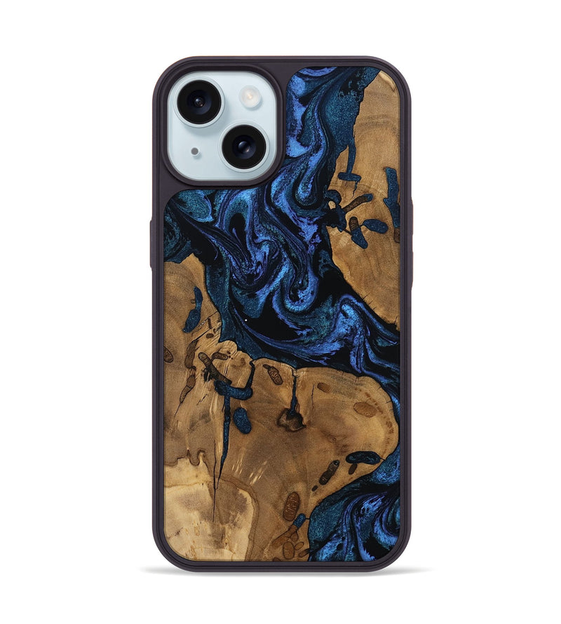 iPhone 15 Wood Phone Case - Drew (Blue, 805483)