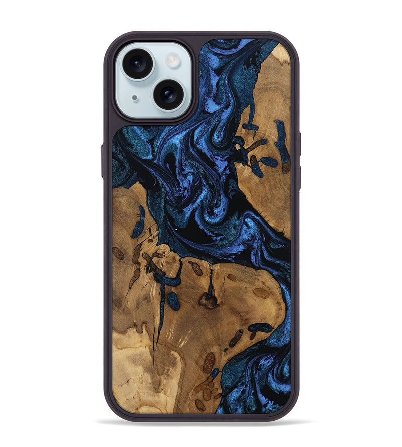 iPhone 15 Plus Wood Phone Case - Drew (Blue, 805483)