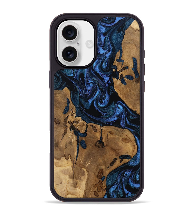 iPhone 16 Plus Wood Phone Case - Drew (Blue, 805483)