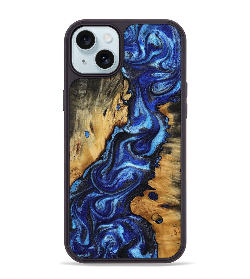 iPhone 15 Plus Wood Phone Case - Roslyn (Blue, 805484)