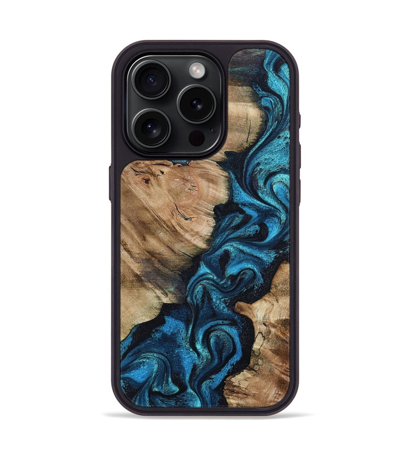 iPhone 15 Pro Wood Phone Case - Rhys (Blue, 805485)