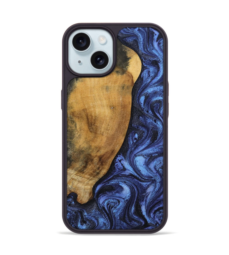 iPhone 15 Wood Phone Case - Naomi (Blue, 805486)