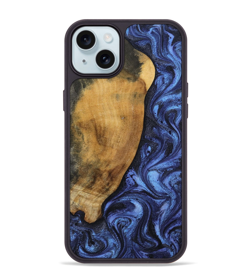 iPhone 15 Plus Wood Phone Case - Naomi (Blue, 805486)