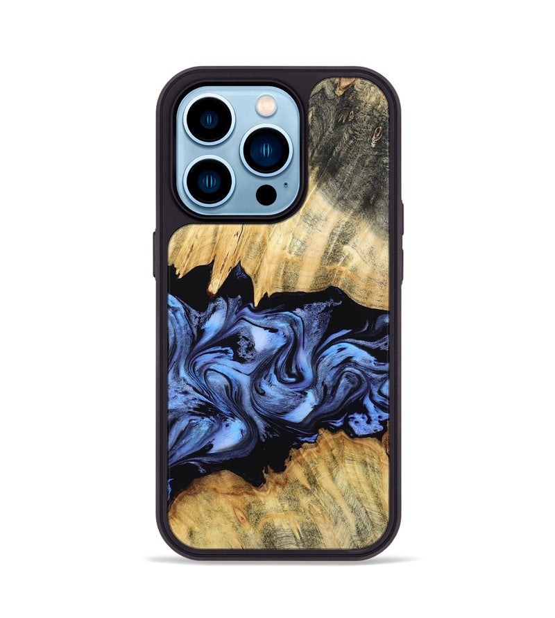 iPhone 14 Pro Wood Phone Case - Madisyn (Blue, 805487)