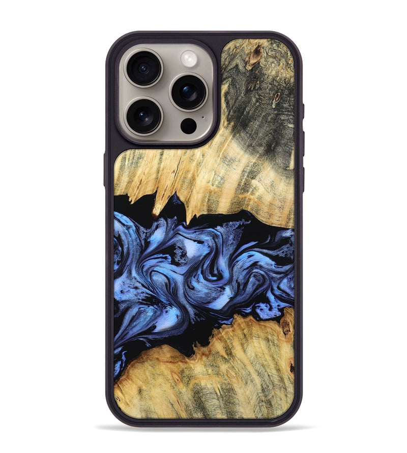 iPhone 15 Pro Max Wood Phone Case - Madisyn (Blue, 805487)
