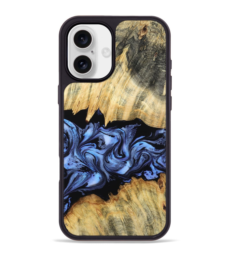 iPhone 16 Plus Wood Phone Case - Madisyn (Blue, 805487)