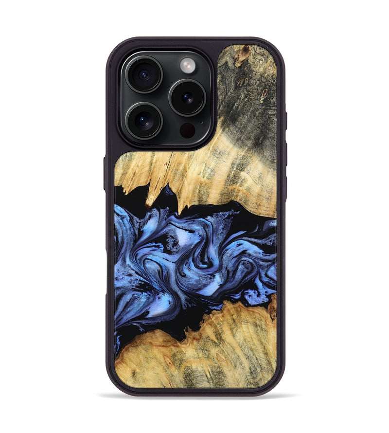 iPhone 16 Pro Wood Phone Case - Madisyn (Blue, 805487)