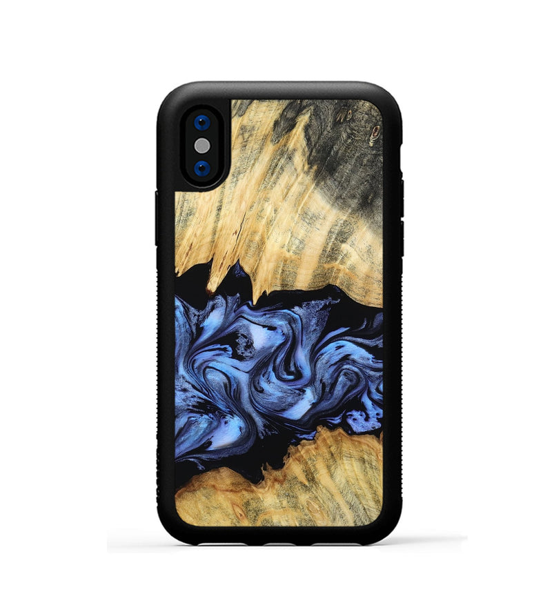 iPhone Xs Wood Phone Case - Madisyn (Blue, 805487)