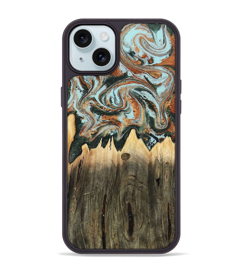 iPhone 15 Plus Wood Phone Case - Paris (Green, 805489)